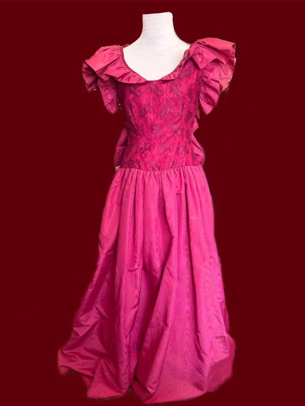 Vintage Women's Pink and Red Prom Dress